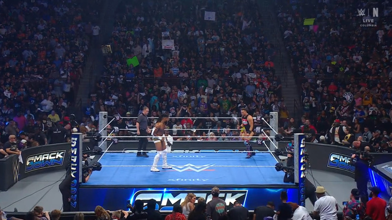Williams and The Miz staring down one another in the ring