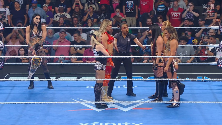 All six women in the ring