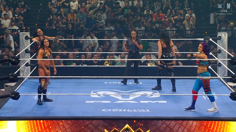All four women inside the ring