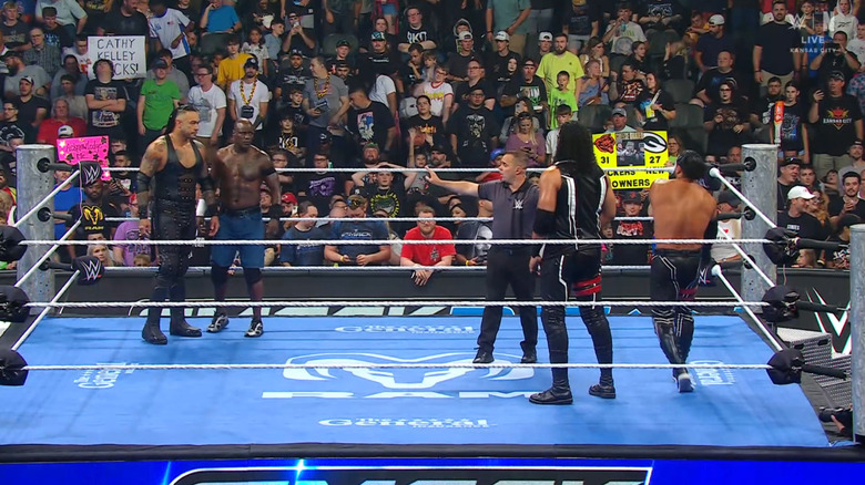 All four men inside the ring