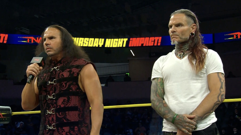 The Broken Hardys in the ring
