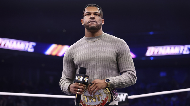 Knight inside the ring with his TNT Championship