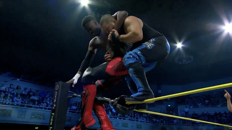 BDE and Eddie teetering on the ropes