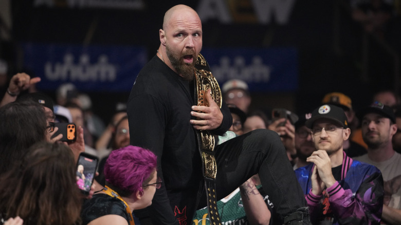 Moxley posing among the fans