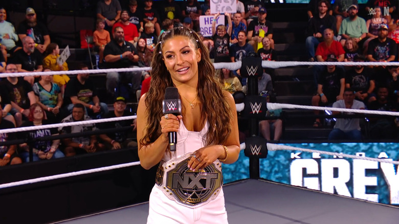 Grey smiling in the ring