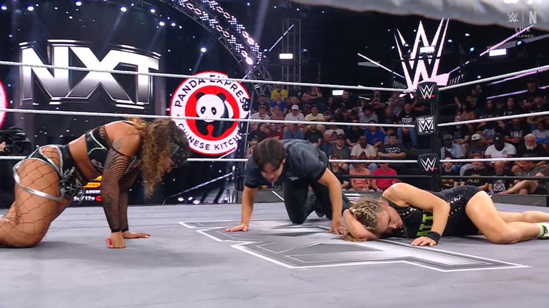 Parker and Nattie both down in the ring