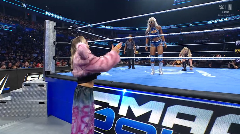 Flair on the outside as Bliss and Cargill are in the ring