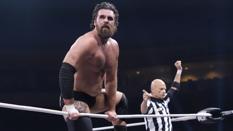 Doyle posing on the ring ropes