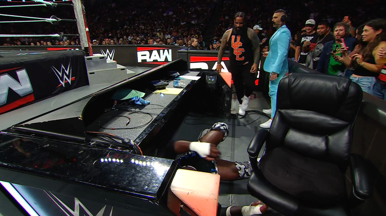 Jimmy and Keys near the announce desk