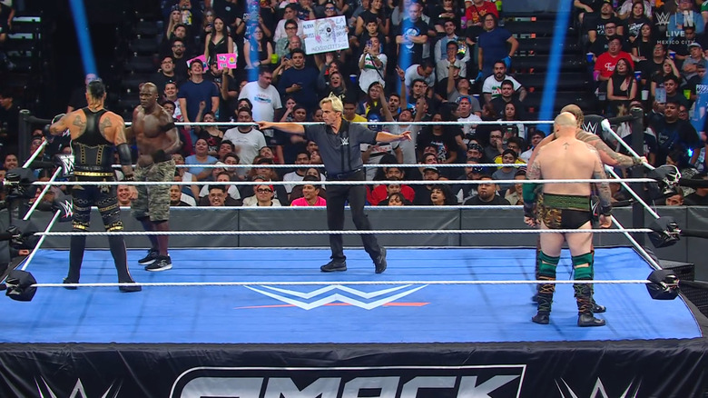 All four men inside the ring