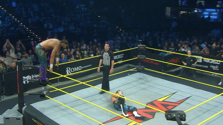 Slater about to fly off the top rope